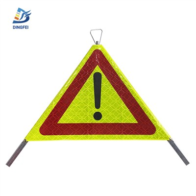 Segnale di avvertimento pieghevole con treppiede riflettente giallo fluorescente
